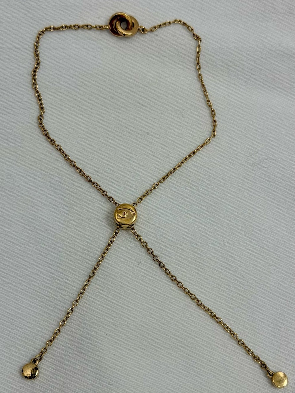 COACH Classic Y2K Gold Tone Interlocking Double Circle Bolo Slider Bracelet - Picture 4 of 13